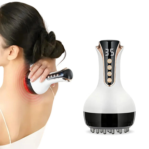 3-in-1 Body Sculpting Machine , Cellulite Massage Tool with vibration and heating modes, Electric Meridian Brush Gua Sha Instrument，Portable Handheld Massager Meridian Walking jar for Legs, Arms & Belly